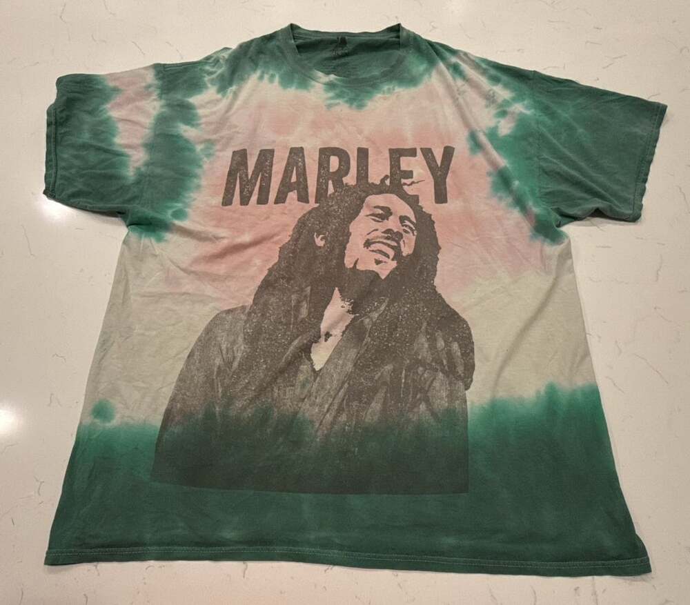 Zion Rootswear Bob Marley Tie-Dye T-Shirt Size XL Green Pink